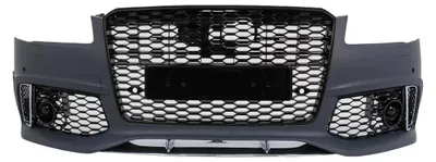 Obrázek produktu pro Nárazník pro Audi A8 D4, facelift D4.5, rok výroby 2014-2017, vzhled RS, včetně mřížky chladiče a senzoru parkování (PDC) a senzoru zpětného chodu (SRA).