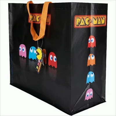 Produktbild von Konix KX PACMAN SHOPPING BAG BLACK, Stoffbeutel, Schwarz, Polyethylenterephthalat, Recycelbarer Kunststoff, Abbildung, Pac-Man, 450 mm