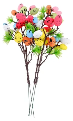 Produktbild von 4 Stück Kunstzweige mit Bunten Ostereiern für Ostern, Hochzeiten und Bastelprojekte