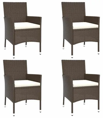 Produktbild von vidaXL Gartenstühle mit Kissen 4 Stk. Braun Poly Rattan