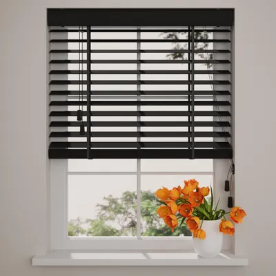 Produktbild von DTCH® Bambus Holzjalousie – Easy Natural – 50 mm – Schwarz – 90 x 130 cm
