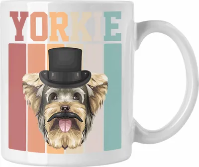 Produktbild von Trendation - Yorkie Besitzer Tasse Geschenk Lustiger Spruch Geschenkidee Retro Vinatge Yorkie (Weiß)