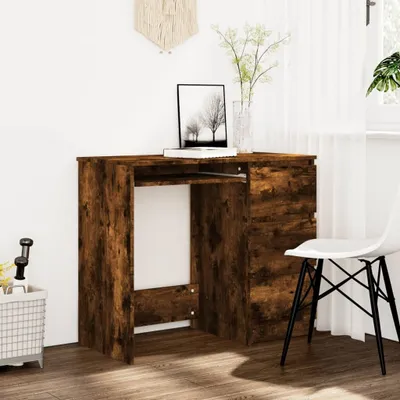 Produktbild von The Living Store Schreibtisch Räuchereiche 90x45x76 cm Holzwerkstoff
