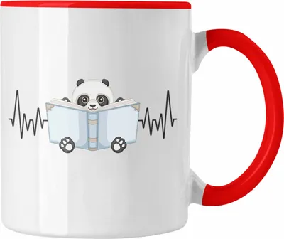 Produktbild von Trendation - Lesen Bücher Herzschlag Tasse Geschenk für Leseratte Bücherwurm Hobby Geschenkidee (Rot)