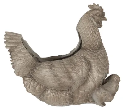 Produktbild von Clayre & Eef Blumentopf Huhn 46x30x38 cm Grau Kunststoff