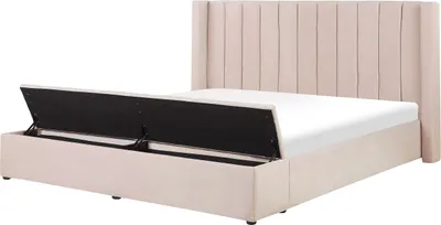 Produktbild von BELIANI Polsterbett Pastellrosa 180 x 200 cm aus Samtstoff mit Stauraum Elegantes Doppelbett Modernes Design