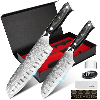 Productafbeelding van Professionele Santoku-messenset, 2 messen met schede