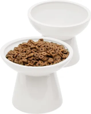 Produktbild von CEEFU 2er Set erhöhte Keramik Katzenfutterschalen