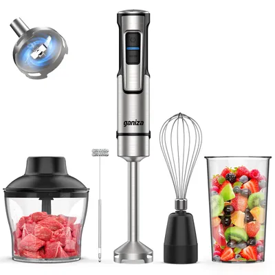 Stabmixer 5-in-1, 1000 W, Turbofunktion, Edelstahl, 600 ml Häcksler