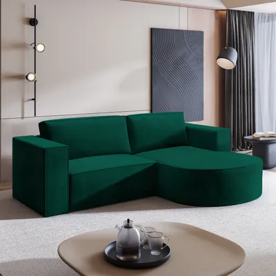Produktbild von Masseno Ecksofa SORELA M R-S mit Schlaffunktion L-Form, Sofa mit Bettkasten, Wohnzimmersofa, Couch, Soffa, Bettsofa, Couchgarnitur- Grün, MONOLITH 37