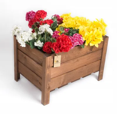 Immagine prodotto di ECODECO Aiuola rialzata per balcone | Aiuole rialzate in legno per giardino e terrazza | Aiuola rialzata per balcone con panca fioriera 40 x 37 x 60 cm | Marrone
