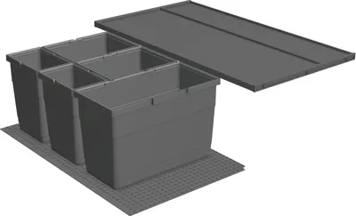 Produktbild von Ninka eins2vier Set KB 900 Abfallsammler, Mülltrennungssystem, Abfallbehälter, Recyclingbehälter, saubere Abfalltrennung, Kunststoff, dunkelgrau, für Schubkasten, 16 mm Seitenwand