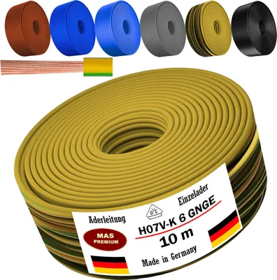 Produktbild von 10m Aderleitung H07 V-K GNGE 1x6 mm² Grüngelb Einzelader flexibel