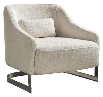 Produktbild von Moderne Sessel Ohrensessel Sitzer Polyester Weiß Stoff Wohnzimmer