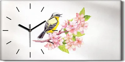 Produktbild von Leinwand Uhr Küche Wohnzimmer Bild 60x30 Gemälde Abstrakte Tier Vogel Blumen - schwarze Hände