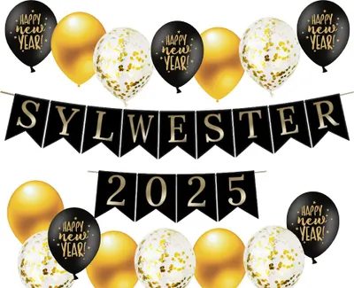 Image de Ensemble de bannières de ballons pour le réveillon du Nouvel An Réveillon du Nouvel An 2025