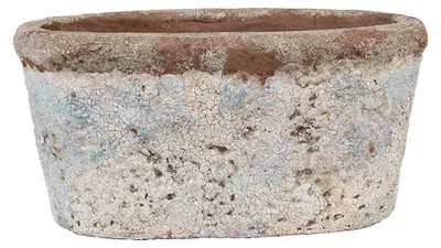 Productafbeelding van Clayre & Eef bloempot, 19x11x10 cm, beige, blauw, terracotta