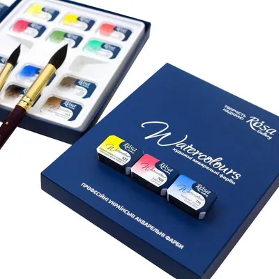 Produktbild von Set von Aquarellfarben "Classic", 12 Farben, volle Pfannen, Karton, ROSA GALLERY