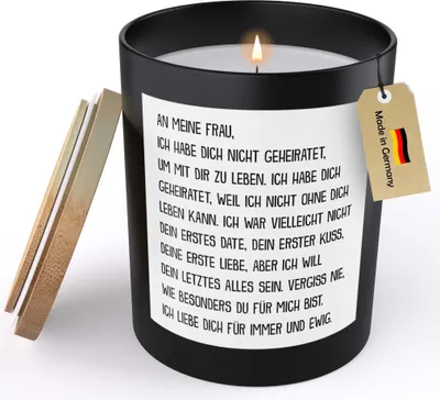 Produktbild von 22Feels Ehefrau Geschenk Hochzeitstag Spruchkerze Frauen Geburtstag Sojawachs Kerze im Glas Liebe Ehe Partnerin Handgemacht Duft Deko Vegan Nachhaltig - ZITRUS