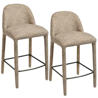 Immagine prodotto di Set di 2 sgabelli da bar Duhome in bouclé e metallo con poggiapiedi, sgabelli imbottiti moderni per cucina, sala da pranzo, bar e bistrot, grigio