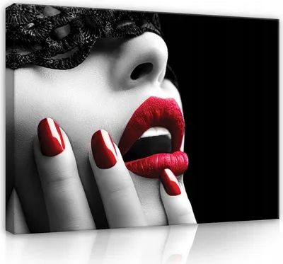 Produktbild von Leinwandbild Frau Lippen 100x70 cm XXL Modern Schlafzimmer Wohnzimmer Canvas Bilder Wandbilder Kunstdruck Wand Bild auf Leinwand Aufhängefertig