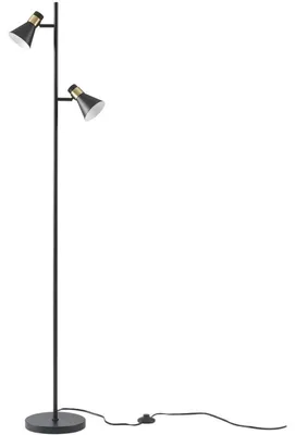 Image de Lampadaire à 2 têtes - Lampio - D 23 x H 160 cm - Noir