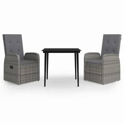 Image de vidaXL Ensemble de jardin 3 pièces avec coussins Gris