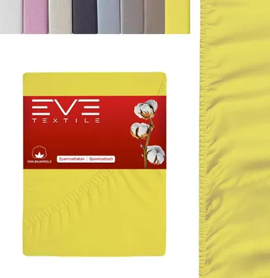 Produktbild von EVE Textile® Spannbettlaken 1er Set 60x120 cm Gelb; Spannbetttuch Bettlaken Spannlaken; Jersey Laken Betttuch für Kinderbett & Babybett; Waschbar bis