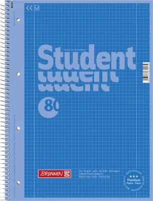 A notebook with a blueprint-style grid pattern.