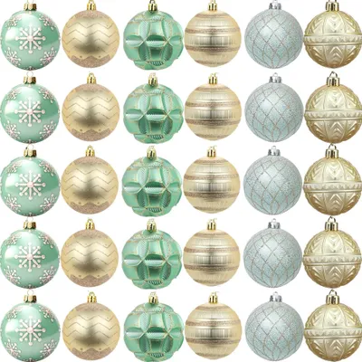 Produktbild von Set mit 30 bruchsicheren Weihnachtskugeln aus Kunststoff