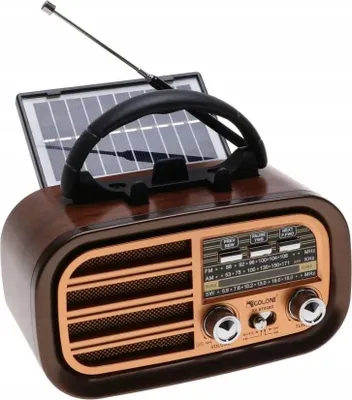 Obrázek produktu pro Retro nouzové rádio se solárním napájením – přenosné rádio – Bluetooth, powerbanka – s USB a dobíjecí baterií