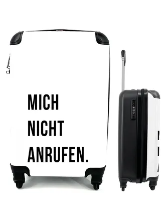 Produktbild von MuchoWow® Koffer Handgepäck Trolley Rollkoffer Kleine Reisekoffer mit 4 Rollen - Ich rufe nicht an - Zitate - Weiß - Cabin Size < 55x40x23 cm & 55x40x20 cm - Fotokoffer - Kabinenkoffer - Boardgepäck - Reise-Box - Reisekoffer - Reisegepäck - Koffer mit Bild - Trolley für Kinder