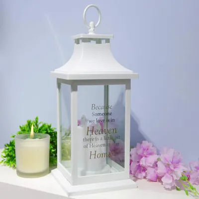 Gedenklaterne mit 3 LED-Kerzen, 32 cm, weiß