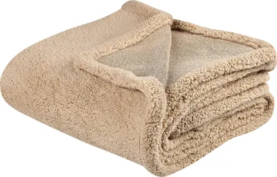 Produktbild von BELIANI Kuscheldecke Sandbeige Polyester 125 x 150 cm Modern Schlafzimmer Wohnzimmer Accessoire Deko Überwurf Wohndecke