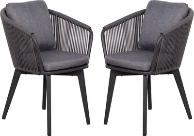 Produktbild von 2er Set Diningsessel Cadiz Rope - Aluminium Gestell grau