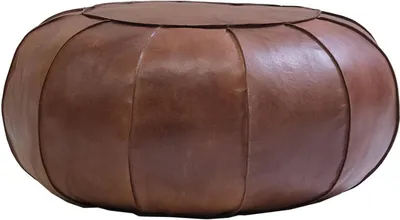 Produktbild von Pouf Alfredo aus Leder - Rund Antikbraun
