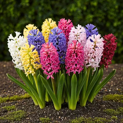 Imagen del producto de Cebollas de flores exóticas: Mezcla de colores de jacintos (10 unidades), diámetro de 14-15 cm