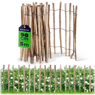 Produktbild von KADAX Zaun aus Hasel "Karo", witterungsbeständige Staketen, Naturprodukt, abstand 7-9cm, 90cm