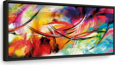 Produktbild von Italienischer Leinwand Leinwandbild - Dance of the rainbow 150x50 cm Abstrakt a-A-0001-b-b