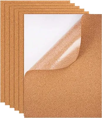 Imagen del producto de Paneles de corcho autoadhesivos, 6 unidades, 30x21 cm, 6 mm de grosor, para decoración de paredes y suelos