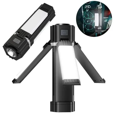 Produktbild von Campinglaterne Teleskop, wiederaufladbare LED-Campinglampe mit 5 Beleuchtungsmodi, zusammenklappbare magnetische Campinglaterne für Notfall, Camping