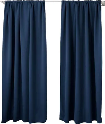 Produktbild von WOLTU 2er Set Gardine blickdicht 250 g/m² mit Kräuselband : Dunkelblau 135x225 cm Farbe: Dunkelblau Größe: 135x225 cm