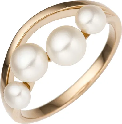 Produktbild von Gr. 50 Damen Ring 585 Rotgold Rosegold 4 Süßwasser Perlen Perlenring Rosegoldring