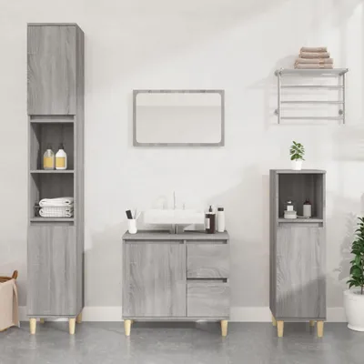 Zdjęcie produktu dla vidaXL Szafka łazienkowa szara Sonoma 30x30x190 cm Materiał drewnopochodny