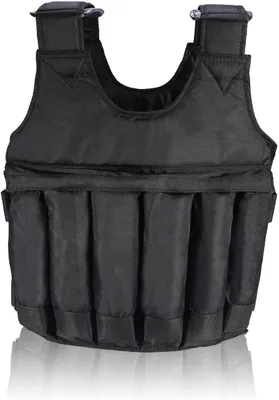 Image de Gilet lesté réglable - Gilet d'entraînement pour la force - Fitness - 12 poches sans poids - Jusqu'à 50 kg - Noir