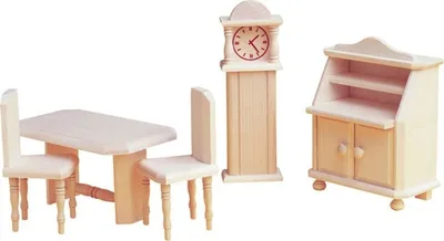 Produktbild von Möbelset für Puppenhaus, Wohnzimmer Rustikal