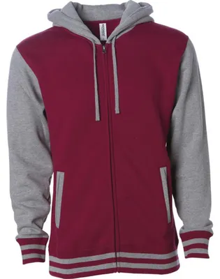 Produktbild von Independent - Hoodie mit durchgehendem Reißverschluss für Herren/Damen Uni, meliert LT4177 (S) (Kardinal/Metallisches Blaugrau meliert)
