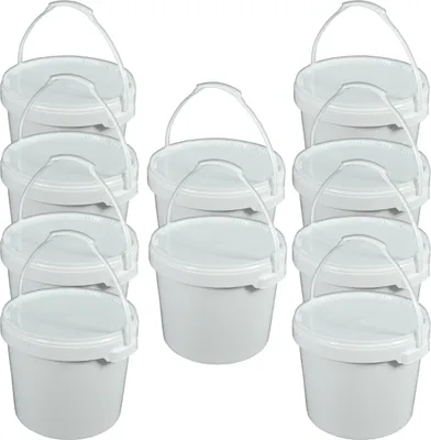 Produktbild von Eimer Deckel lebensmittelecht 20 L Liter leer weiß Henkel Kunststoff Set, Eimerset:10 Stk.