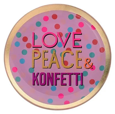 Produktbild von Love Plates, Glasteller "Love, Peace & Konfetti"