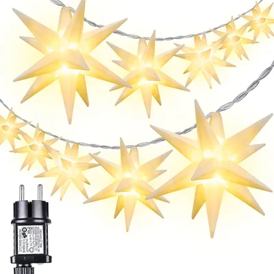 Lichtslinger 3D sterren 10 LED warm wit 11,75 m met timer
